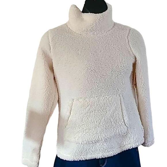 St. John's Bay Sherpa Fleece Pullover Faux Fur Hoodie White Size Medium NWOT - Picture 5 of 6